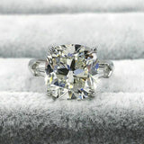 2.5Ct Cushion Cut Diamond Baguette Accents Engagement Ring 14K White Gold Finish