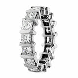 5Ct Princess Cut VVS1/D Diamond Full Eternity Wedding Band 18K White Gold Finish