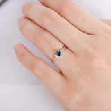 1ct Round Cut Blue Sapphire Engagement Ring Petite Minimalist 14k WhiteGold Over