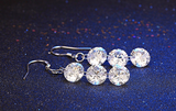 1.8ct Round Cut VVS1D Diamond Three Stone Dangle Earrings 14k White Gold Finish