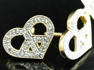 0.5ct Round Cut VVS1 Diamond Pretzel Heart Stud Earrings 14k Yellow Gold Finish