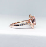 2.5Ct Oval Cut Peach Morganite Swirl Twist Engagement Ring 14K Rose Gold Finish