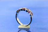 2ct Round Pink Ruby Wedding Band Vintage Inspired Dual Row 14k White Gold Finish