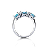 4ct Emerald Cut Blue Aquamarine Engagement Ring Trilogy 14k White Gold Finish