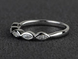 1.1ct Wedding Ring Band Marquise Cut Diamond Half Eternity 14k White Gold Finish