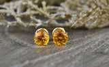 2ct Round Cut Yellow Citrine Screw Back Stud Earrings 14k Rose Gold Finish