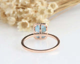 2ct Emerald Cut London Blue Topaz Engagement Ring Diamond Halo 14k RoseGold Over