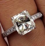 3Ct Radiant Cut Diamond Vintage Antique Engagement Ring 14K White Gold Finish