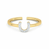 0.7ct Engagement Ring Round Cut Diamond Horse Shoe Nail 14k Yellow Gold Finish