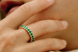 2.9ct Round Cut Green Emerald Cluster Full Eternity Band 14k Yellow Gold Finish