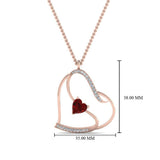 0.5ct Heart Cut Red Garnet Love Valentine Pendant 14k Rose Gold Finish NO CHAIN