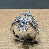 6Ct Pear Cut Diamond Crown Cocktail Halo Engagement Ring 14K White Gold Finish