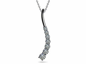 1.4ct Diamond Round Cut Brilliant Journey Pendant with Chain 14k White Gold Over