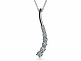 1.4ct Diamond Round Cut Brilliant Journey Pendant with Chain 14k White Gold Over