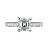 1.4ct Asscher Cut Diamond Engagement Ring Accent Solitaire 14k White Gold Finish