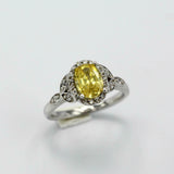 2.2ct Oval Yellow Citrine Engagement Ring Diamond Floral Halo 14k WhiteGold Over