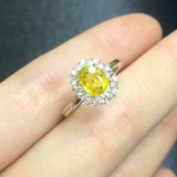 2ct Oval Yellow Sapphire Engagement Ring Diamond Stylish Halo 14k WhiteGold Over