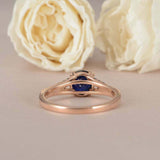 2.1ct Round Cut Blue Sapphire Engagement Ring Split Shank 14k Rose Gold Finish