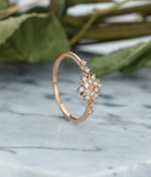 0.4ct Round Cut Diamond Engagement Ring 14k Rose Gold Finish Snowflake Design