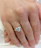 0.3ct Heart Simulated Diamond Three Stone Engagement Ring 14k Yellow Gold Plated