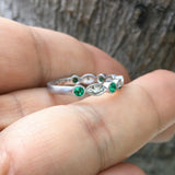 1ct Round Green Emerald Half Eternity Vintage Wedding Band 14k White Gold Over