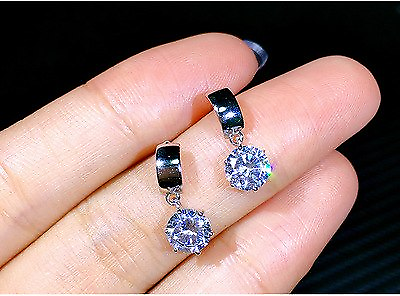 0.6ct Round Cut VVS1D Diamond Fancy Women Drop Earrings 14k White Gold Finish