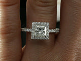 1ct Princess Cut Diamond Halo Solitaire Engagement Ring 18k White Gold Finish