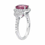 4ct Oval Pink Sapphire Engagement Ring Halo Trilogy Cocktail 14k White Gold Over