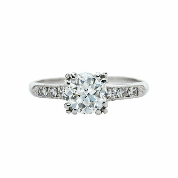 2ct Round Cut Diamond Engagement Ring Solitaire 18k White Gold Over with Accents