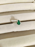 1ct Engagement Ring Pear Cut Green Emerald Three Stone 14k White Gold Finish