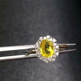 2ct Oval Yellow Sapphire Engagement Ring Diamond Stylish Halo 14k WhiteGold Over