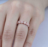 1ct Round Cut VVS1 Diamond Wedding Band Beaded Half Eternity 14k RoseGold Finish