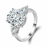 3ct Round Cut Diamond Engagement Ring Pear Accent Trilogy 14k White Gold Finish