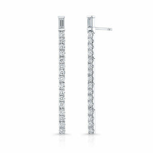 8Ct Round Baguette Diamond Cocktail Vertical Drop Earrings 14K White Gold Finish