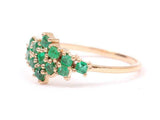 3ct Princess Cut Green Emerald Cluster Minimalist Ring 14k Yellow Gold Finish