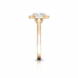 Halo Solitaire with Accents Ring 1.25ct Oval Cut Diamond 14k Rose Gold Finish