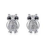 1.4ct Round Cut VVS1 Diamond Lucky Owl Design Stud Earrings 14k WhiteGold Finish