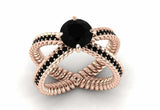 Braided Open Split Shank Ring 2ct Round Cut Black Diamond 14k Rose Gold Finish