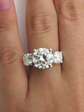 3.5Ct Round Cut Diamond Trilogy Solitaire Engagement Ring 18K White Gold Finish