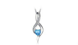 1ct Blue Topaz Pendant Heart Cut Infinity 14k White Gold Finish NO CHAIN