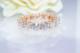 1.6ct Cushion Simulated Diamond Full Eternity Wedding Band 14k Rose Gold Plated