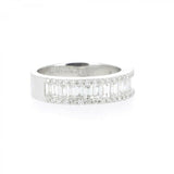 4.6ct Emerald Cut Diamond Wedding Ring Band Half Eternity 14k White Gold Finish