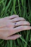 1ct Round Cut Amethyst Engagement Ring Floral Petal Leaf 14k Yellow Gold Finish