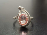 1.35ct Engagement Ring Oval Cut Peach Morganite Art Deco 14k White Gold Finish