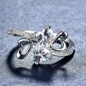 3ct Heart Cut Diamond Engagement Ring 14k White Gold Finish Heart Shape Bypass