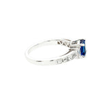 2ct Emerald Cut Blue Sapphire Engagement Ring Baguette Accent 14k WhiteGold Over