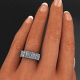 3ct Emerald Cut Diamond Wedding Band 14k WhiteGold Finish Five Stone Anniversary