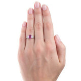 2ct Cushion Cut Pink Sapphire Engagement Ring Baguette Accent 14k WhiteGold Over