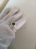 1ct Engagement Ring Round Cut Green Emerald Filigree 14k White Gold Finish