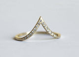 0.5ct Round Cut VVS1D Diamond Wedding Band 14k Yellow Gold Finish V Shaped Curve